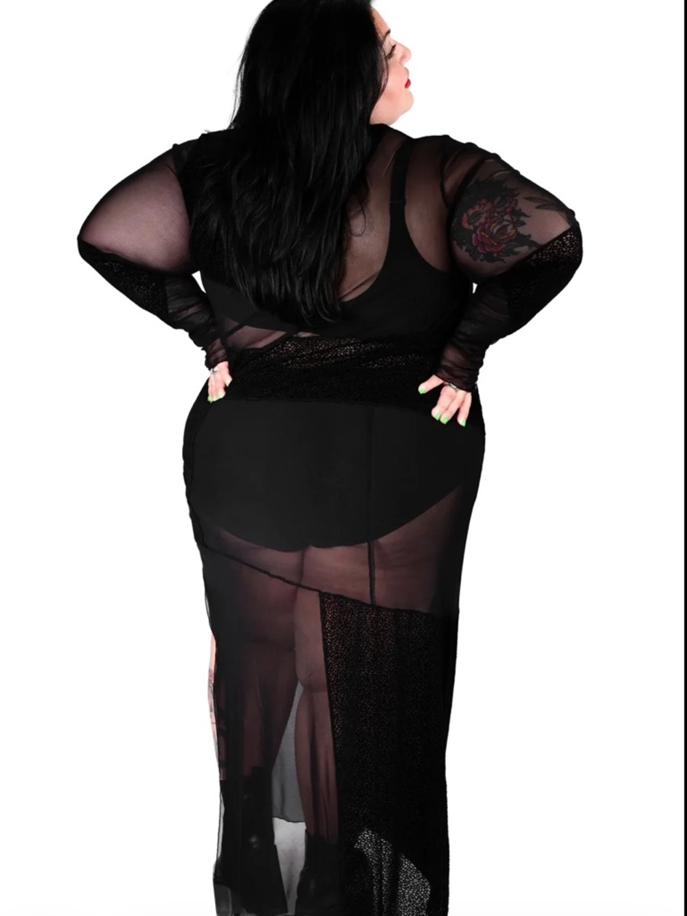 NWT Foxblood Sally long mesh patchwork dress goth 2XL - Picture 3 of 4